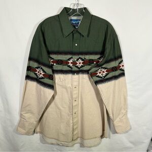Vintage Wrangler Western Wear Shirt Pearl Snaps Long Sleeve Men’s Large